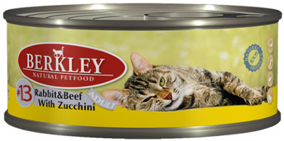 BERKLEY #13 Кролик и говядина с цукини Полноценное консервированное питание для кошек.