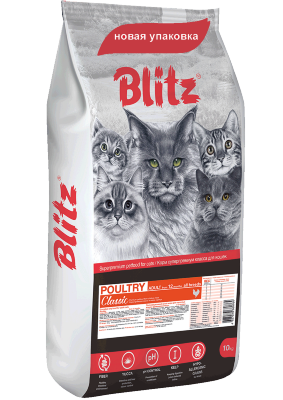Blitz (Блиц) Classic Poultry Adult Cat All Breeds корм для кошек всех пород с домашней птицей 