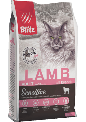 Blitz (Блиц) Sensitive Lamb Adult Cats All Breeds корм для взрослых кошек всех пород с ягненком  