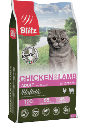 Blitz (Блиц) Holistic Chicken &amp; Lamb Cat All Breeds корм для кошек всех пород с курицей и ягненком 