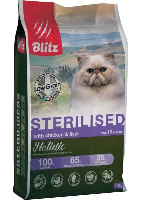 Blitz (Блиц) Holistic Chicken &amp; Liver Adult Sterilised Cat корм для стерилизованных кошек с курицей и печенью 