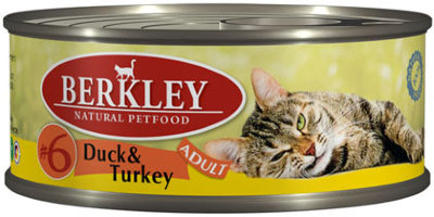BERKLEY #6 Утка и индейка для кошек Полноценное консервированное питание для кошек.