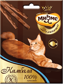 Мнямс деликатес лакомые палочки 9 см для кошек с камбалой, 3х4 гр 