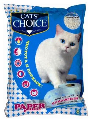 Cat`s Choice наполнитель бумажный комкующийся с эффектом маркера 8 л 