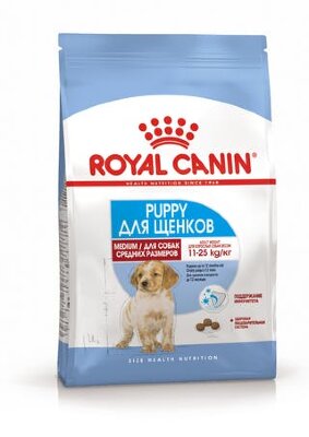 ROYAL CANIN / Роял Канин Medium Puppy корм для щенков с 2 до 12 месяцев Полнорационный сухой корм для щенков собак средних размеров (вес взрослой собаки от 11 до 25 кг) в возрасте до 12 месяцев