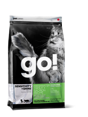 GO! Беззерновой для Котят и Кошек с Чувств.пищеварением  3,63 кг GO! SENSITIVITY + SHINE™Беззерновой для Котят и Кошек с Чувств.пищеварением: Форель, Лосось (Sensitivity + Shine Grain Free Freshwater Trout&amp;Salmon Cat Recipe)