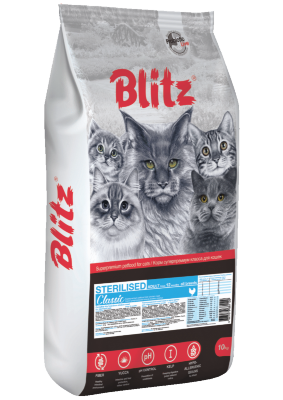 Blitz (Блиц) Classic Chicken Adult Sterilised Cat All Breeds корм для стерилизованных кошек всех пород с курицей 