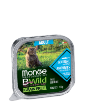 Monge (Монж) BWild Cat Grain Free беззерновые консервы для взрослых кошек с анчоусом и овощами 100гр