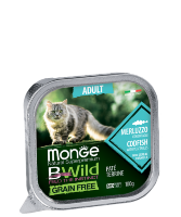 Monge (Монж) BWild Cat Grain Free беззерновые консервы для взрослых кошек с треской и овощами 100гр