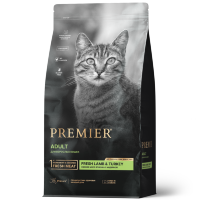 Premier (Премьер) для взрослых кошек с нормальной активностью, чувствительным пищеварением или склонных к аллергии  ягненком и индейкой 