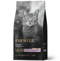 Premier (Премьер) для взрослых кошек с нормальной активностью, чувствительным пищеварением или склонных к аллергии с индейкой и лососем
