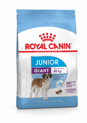 ROYAL CANIN / Роял Канин Giant Junior корм для щенков с 8 до 18/24 месяцев Полнорационный сухой корм для щенков собак очень крупных размеров (вес взрослой собаки более 45 кг) в возрасте с 8 до 18/24 месяцев.