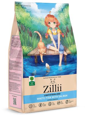 Zillii / Зилли LIGHT/STERILIZED Для взрослых кошек, страдающих лишним весом и стерилизованных с белой рыбой и лососем 