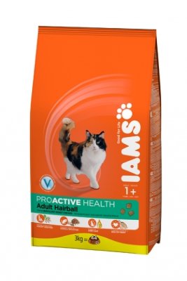 Iams ProActive Health Adult Hairball с курицей 1,5 кг Для взрослых пушистых и длинношерстных кошек, склонных к образованию волосяных комков в желудке, от 1 года и старше