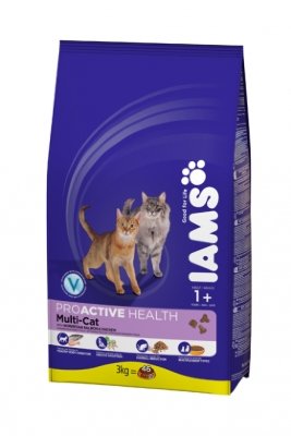 Iams ProActive Health Adult Multi-Cat с курицей и лососем 3 кг Для кошек в возрасте от 1 года и старше, проживающих совместно