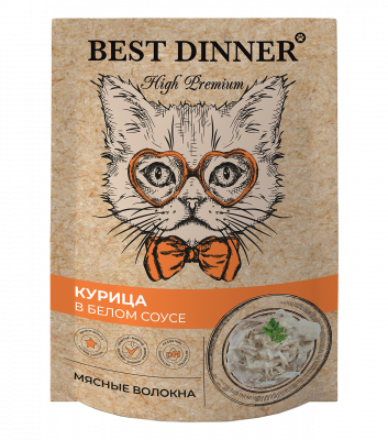 Best Dinner (Бест Диннер) пауч для кошек с курицей в белом соусе, 85 гр 