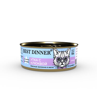 Best Dinner (Бест Диннер) Exclusive Vet Profi Urinary консервы для кошек с уткой и клюквой, 100гр  
