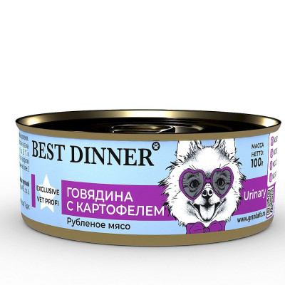  Best Dinner (Бест Диннер) Exclusive Vet Profi Urinary консервы для собак с говядиной и картофелем, 100гр  